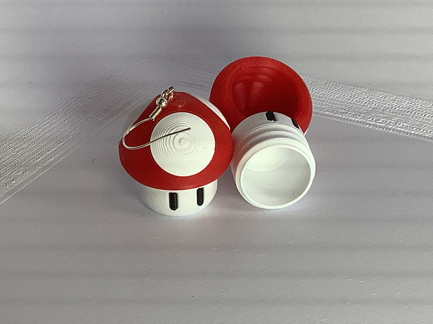 Red Cap Stash Container Earrings