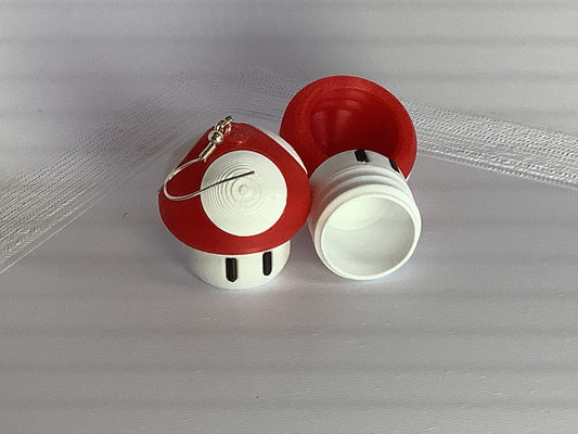 Red Cap Stash Container Earrings
