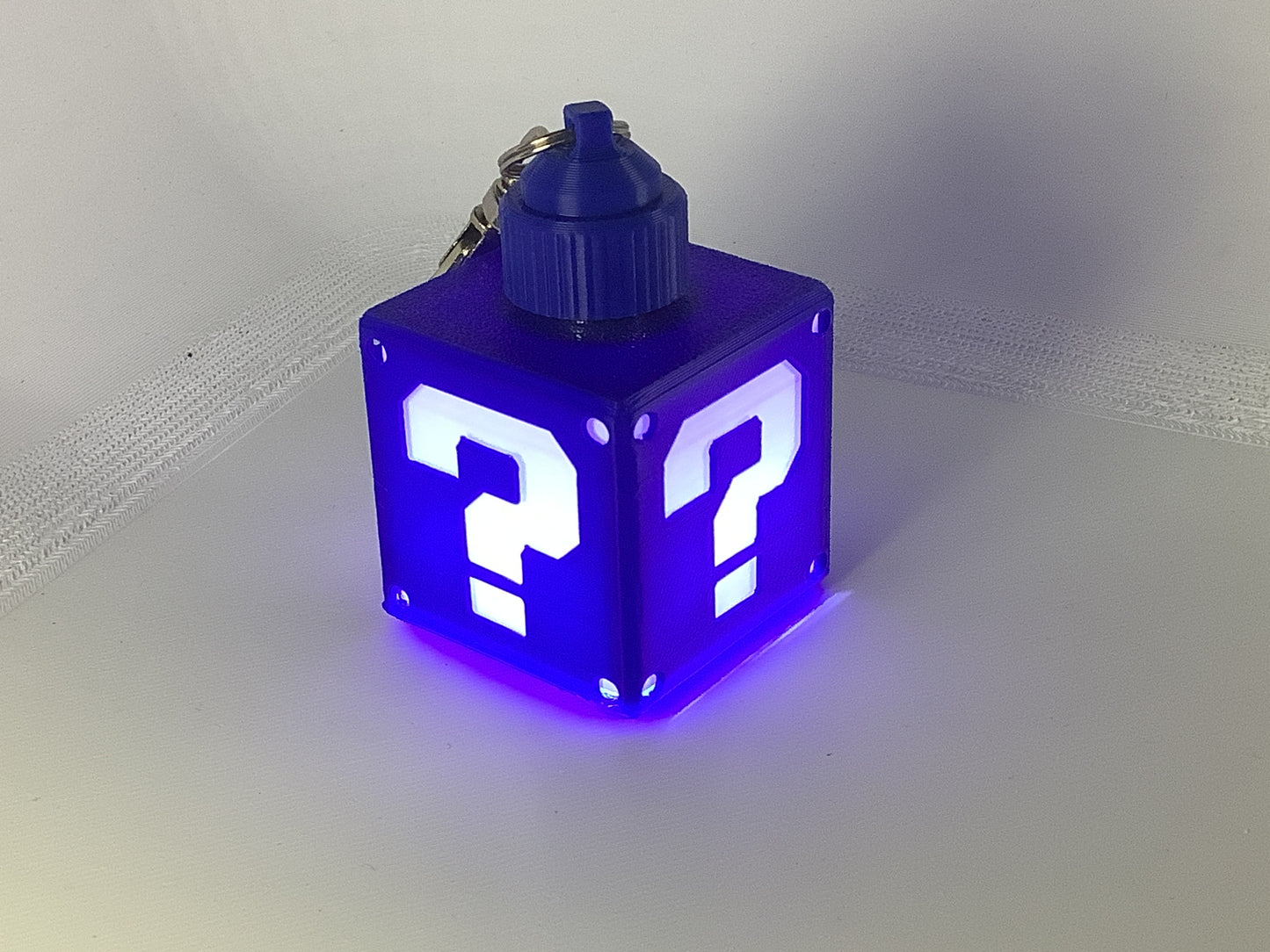 Dark Blue LED Power Block Keyring