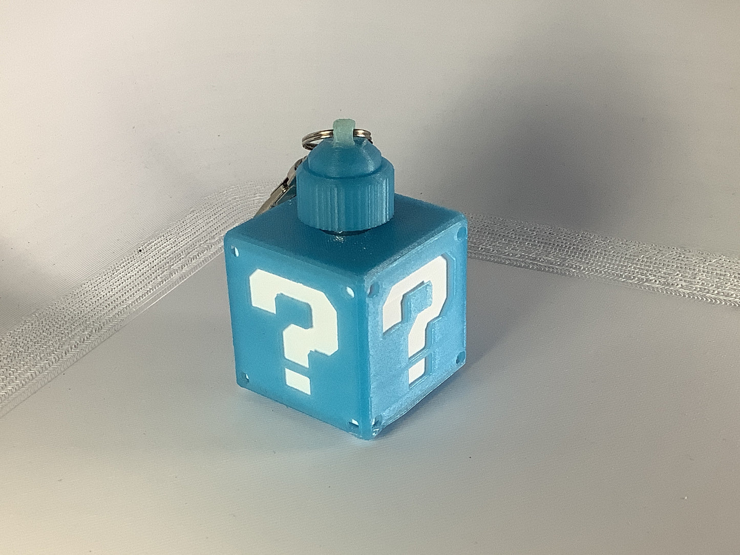 Blue Glow in the Dark Power Block Keyring